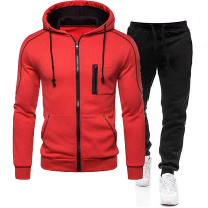 Stylish Zipper Hooded Tracksuit for Men - Casual Fitness Jogging Set - Buy Center US