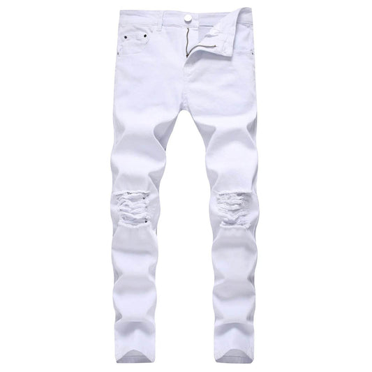Stylish Skinny Ripped Jeans for Men - Lightweight Ankle-Length Denim - Buy Center US