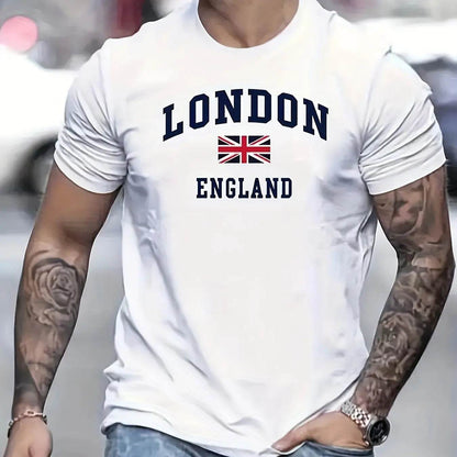 GUILAN Men's Plus Size Cotton T-Shirt - Casual London Pattern, Short Sleeves - Buy Center US