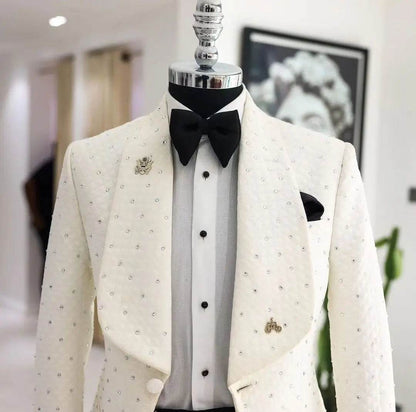 LC.TJWORID Men's Jacquard Blazer and Pants Suit - Formal & Smart Casual - Buy Center US