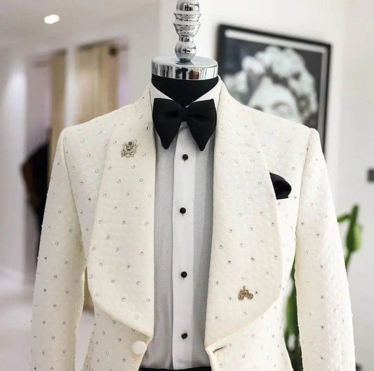 LC.TJWORID Men's Jacquard Blazer and Pants Suit - Formal & Smart Casual - Buy Center US