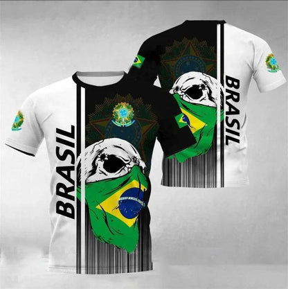 Brazil Flag 3D Print Men's T-Shirt - Casual Summer Oversized Tee - Buy Center US