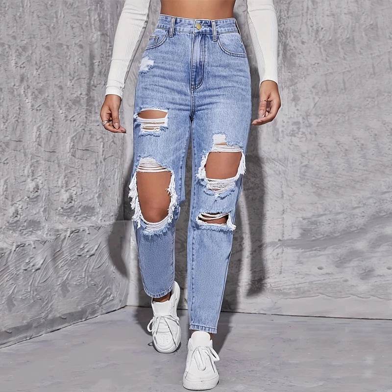 American Retro High Waist Jeans - Loose Fit, Wide-Legged Design - Buy Center US