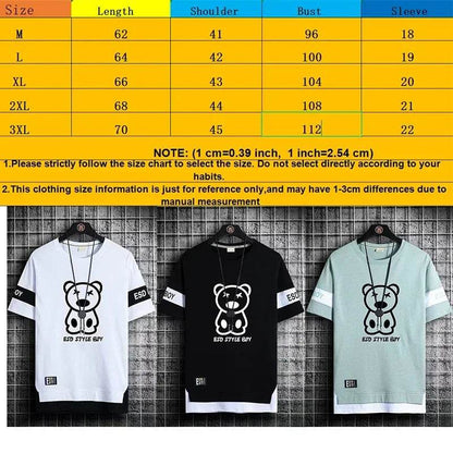 XMSFTD Men's Korean Style Oversized T-Shirt - Casual Short Sleeve Top - Buy Center US