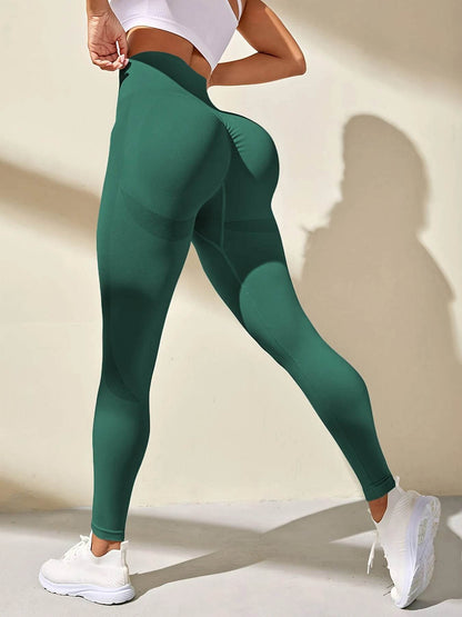 High Waist Seamless Yoga Pants - Peach Hip Lifting Cropped Fit - Buy Center US