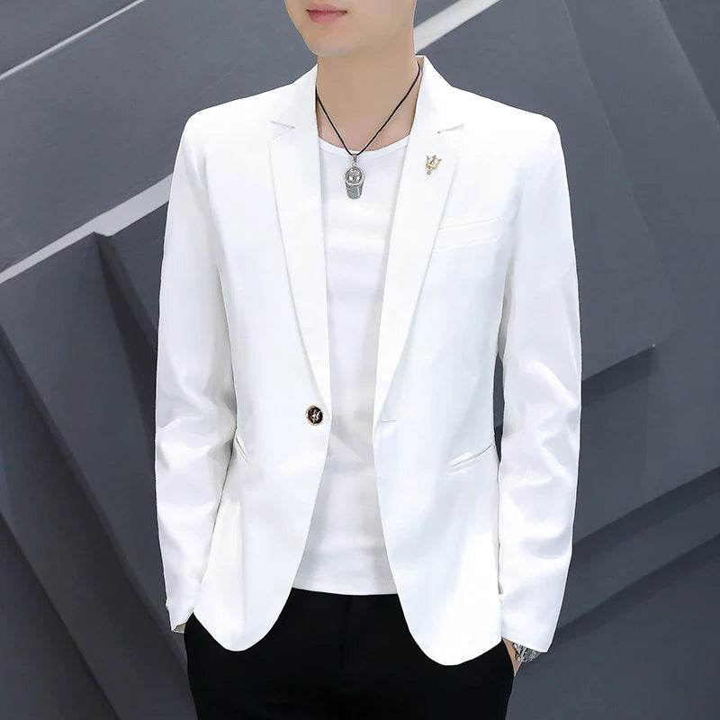 Trendy Men's Korean Slim Fit Pink Suit - Casual Coat for Spring & Autumn - Buy Center US