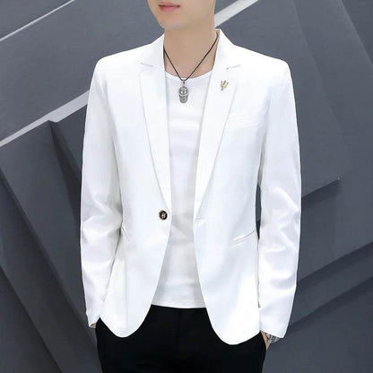 Trendy Men's Korean Slim Fit Pink Suit - Casual Coat for Spring & Autumn - Buy Center US