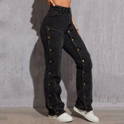 High Street Women’s Wide Leg Denim Pants - Cargo Cutout Style - Buy Center US