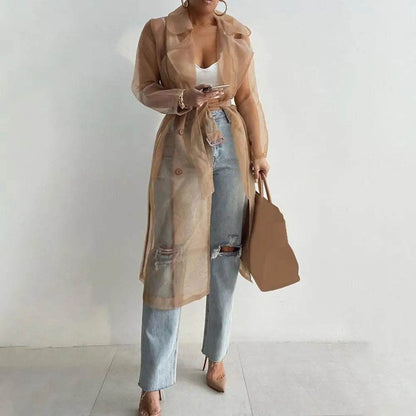 SANWOOD Women's Mesh Jacket - Puff Sleeve Long Summer Coat - Buy Center US