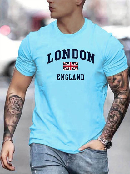 GUILAN Men's Plus Size Cotton T-Shirt - Casual London Pattern, Short Sleeves - Buy Center US