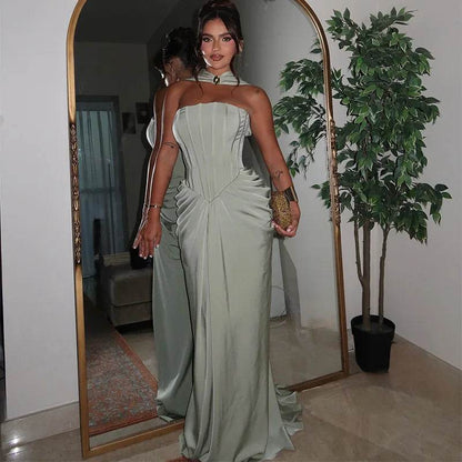 Elegant Strapless Long Dress - Chic Evening Wear for Women - Buy Center US