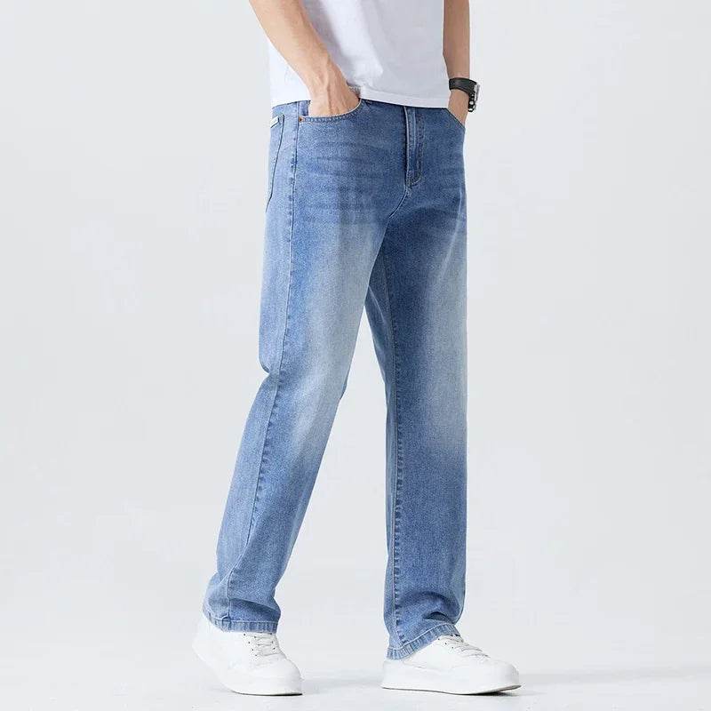 Men's Summer Jeans - Casual Straight Trousers, Lightweight & Breathable - Buy Center US