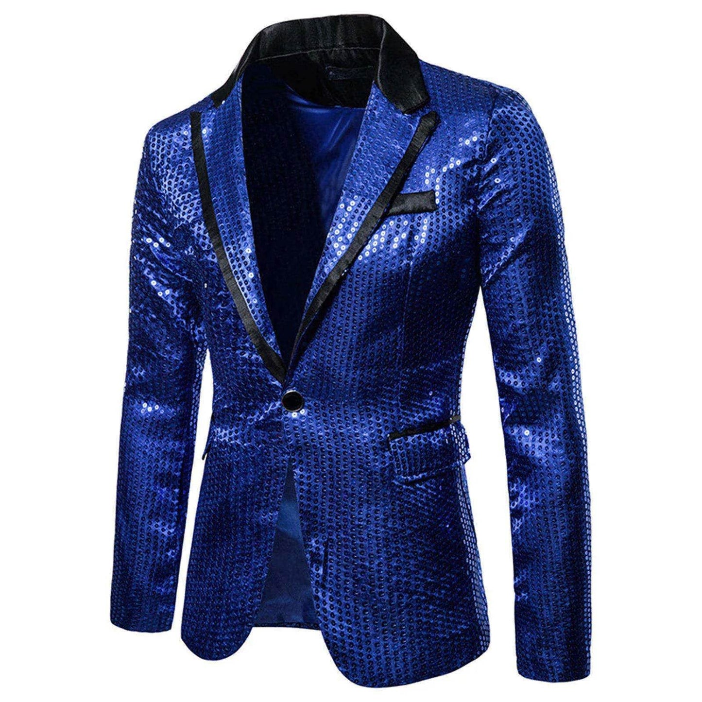 Shiny Shawl Collar Sequins Blazer Jacket for Men – Perfect for Night Clubs - Buy Center US