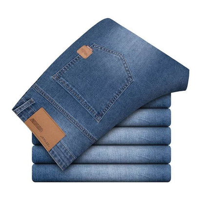 Lightweight Men's Casual Jeans - Breathable Solid Color Straight Fit - Buy Center US