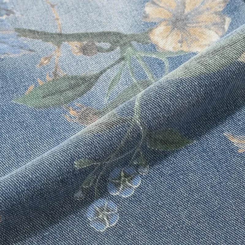 Y2K Vintage Floral Printed Jeans for Men - Baggy Wide-Leg Streetwear - Buy Center US