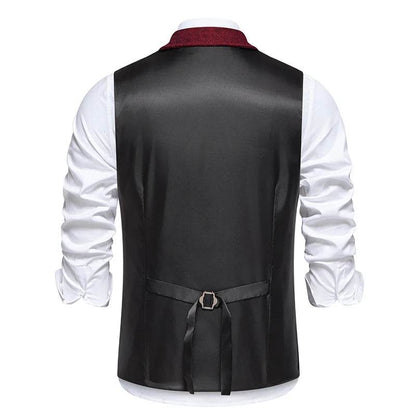Men's Double Breasted Herringbone Vest - Casual Formal Suit Option - Buy Center US