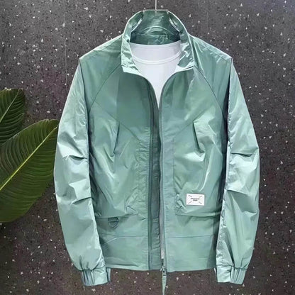 Casual Men's Autumn Jacket - Breathable Solid Color Stand Collar Design - Buy Center US