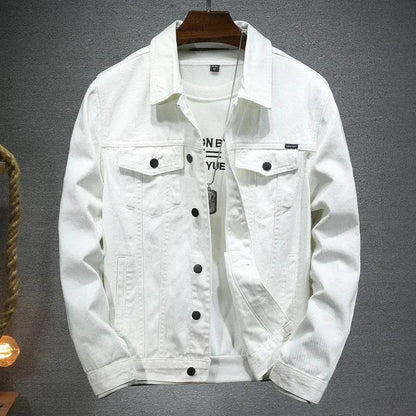 Qj Cinga Men's Casual Denim Jacket - Single-Breasted, Pure Color Style - Buy Center US