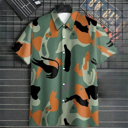 3D Printed Color Block Men's Hawaiian Shirt - Short Sleeve Casual Blouse - Buy Center US
