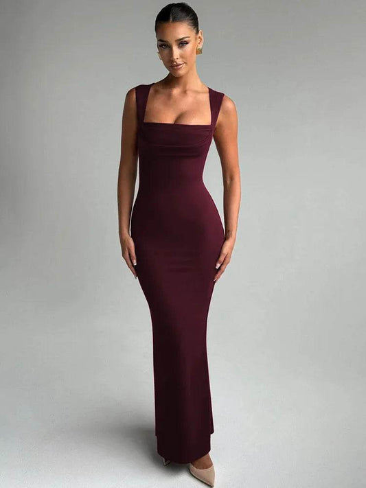 Mozision Square Collar Maxi Dress - Sexy Sleeveless High Waist Style - Buy Center US