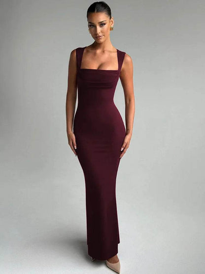 Mozision Square Collar Maxi Dress - Sexy Sleeveless High Waist Style - Buy Center US