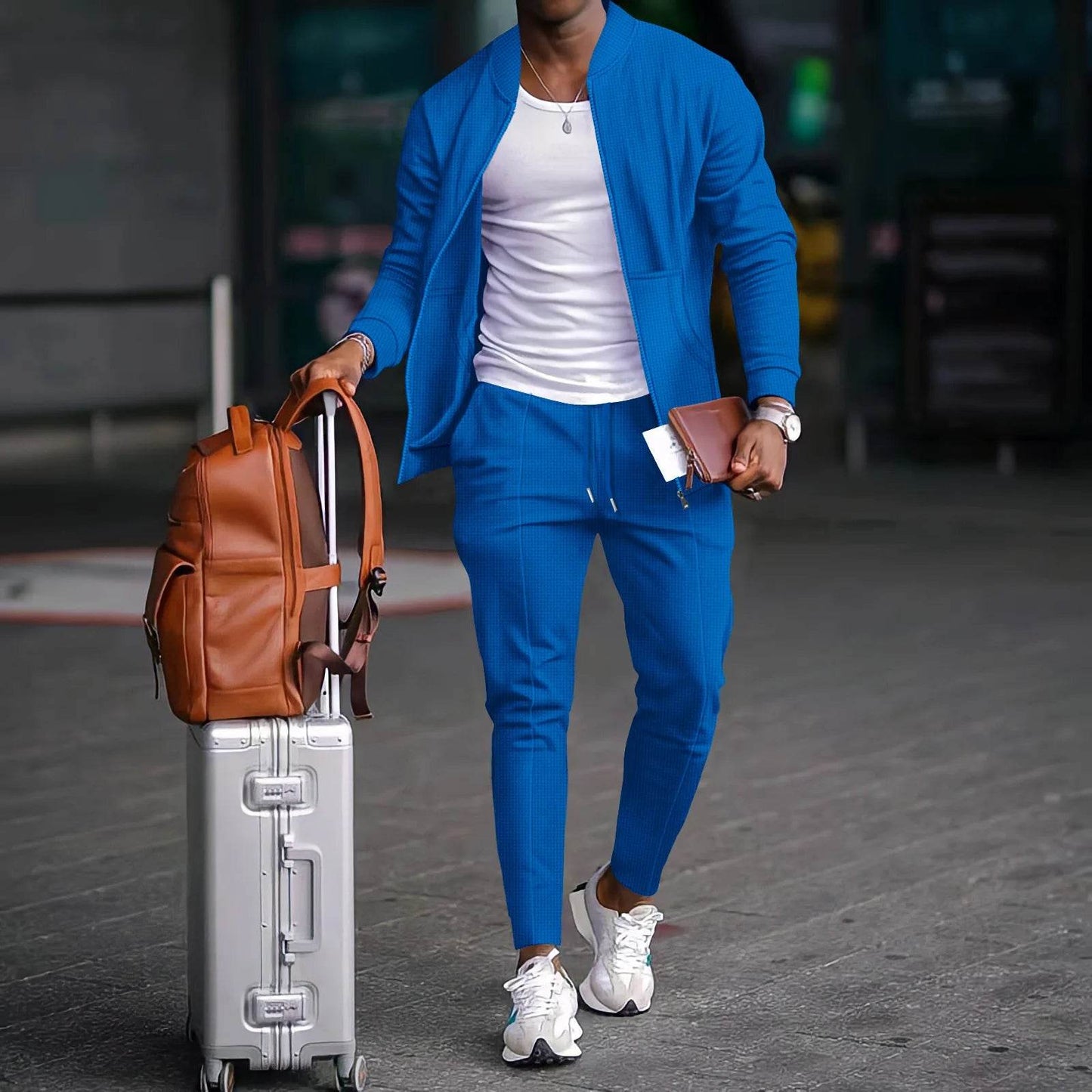 Boilen Heng Xin Men's Casual Blazer Set - Waffle Baseball Suit - Buy Center US