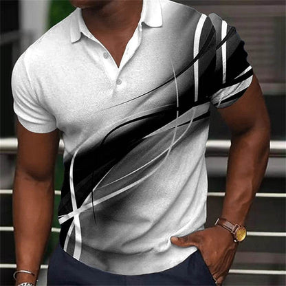 Men's Gradient Polo Shirt - Casual Short Sleeve Tees for All Seasons - Buy Center US