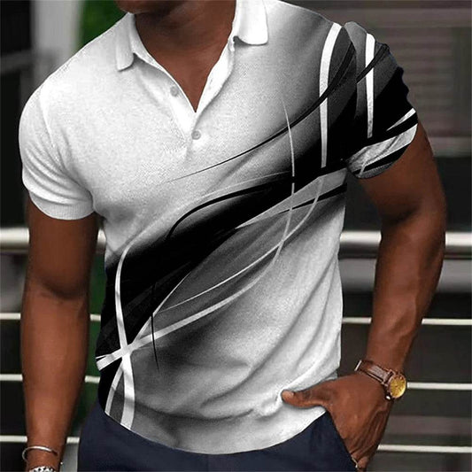 Men's Gradient Polo Shirt - Casual Short Sleeve Tees for All Seasons - Buy Center US