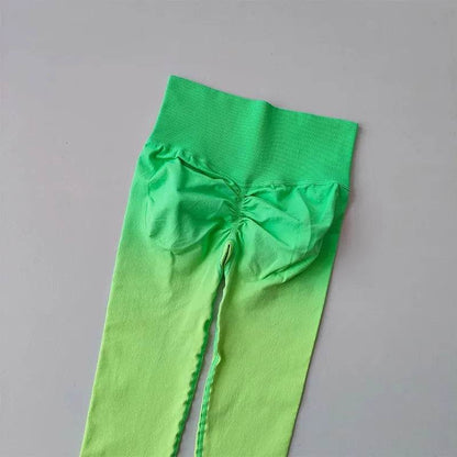 Women's High Waist Gradient Yoga Pants - Elastic Fit & Ankle-Length - Buy Center US