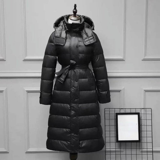 2024 Women's White Duck Down Jacket - Long Hooded & Casual Style - Buy Center US