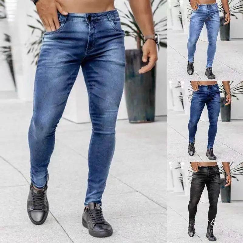 WQAFVG High-Waisted Skinny Jeans for Men - Stretch Slim Fit Trousers - Buy Center US