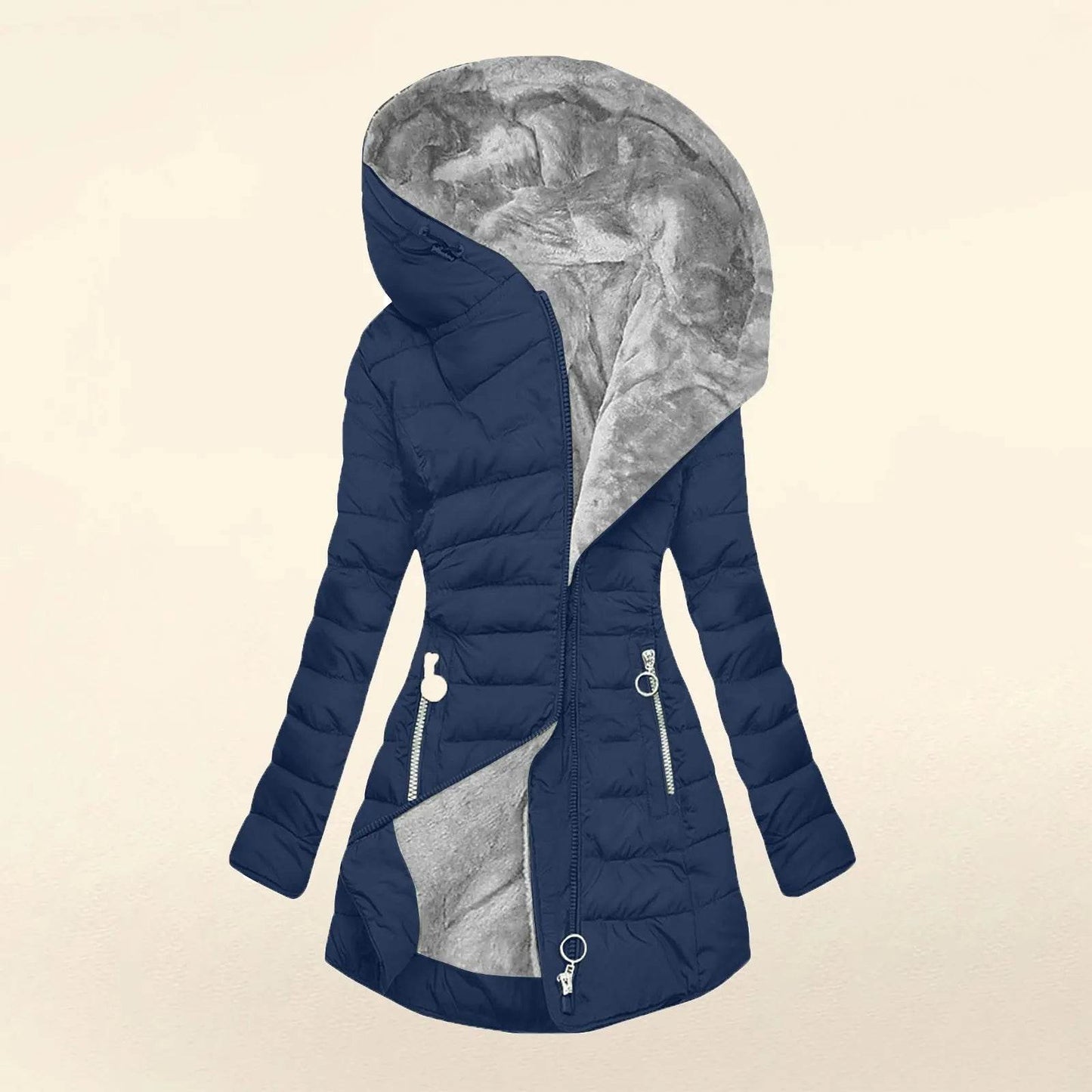 Women's Fleece Lined Hooded Jacket - Warm Plush Overcoat for Winter - Buy Center US