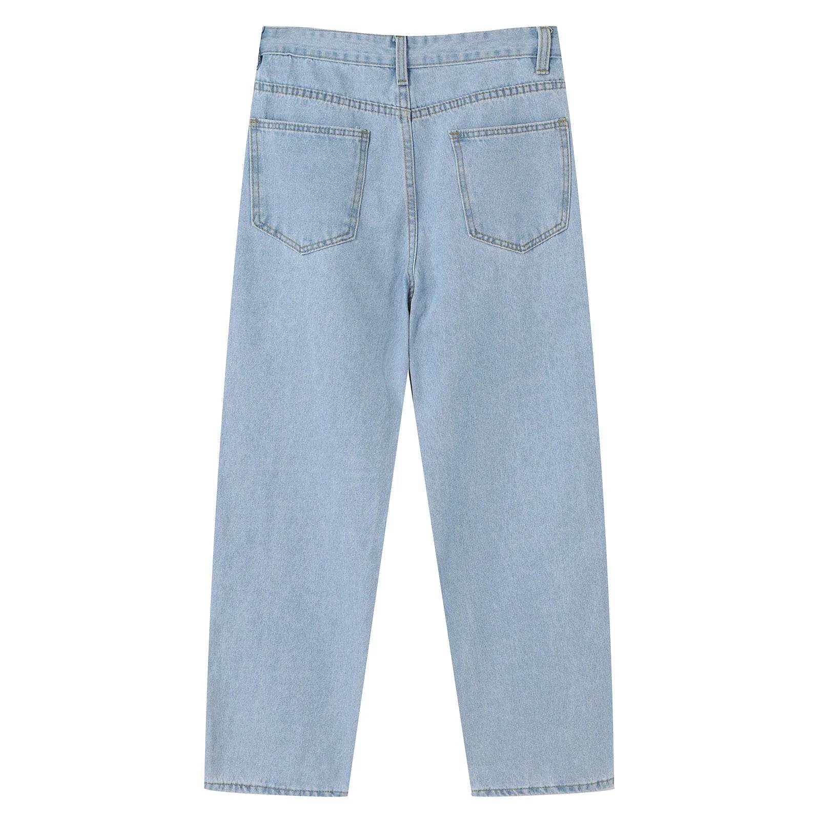 Men's Distressed Denim Jeans - Stylish Casual Straight Cut Pants - Buy Center US