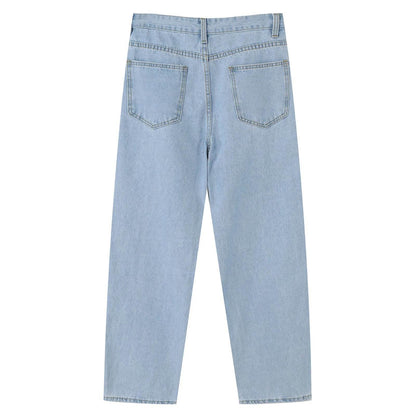 Men's Distressed Denim Jeans - Stylish Casual Straight Cut Pants - Buy Center US