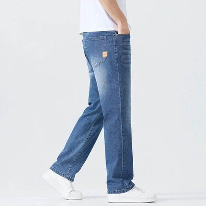 Lightweight Men's Casual Jeans - Breathable Solid Color Straight Fit - Buy Center US