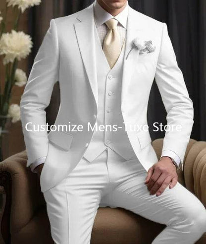 Elegant Men's Wedding Suit - Slim Fit 3-Piece Blazer, Pants & Vest - Buy Center US