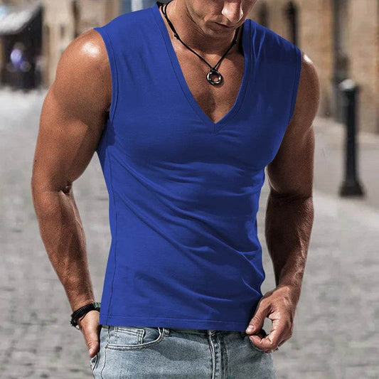 Men's Summer V-Neck Casual Tank Top - Breathable Sports Vest - Buy Center US