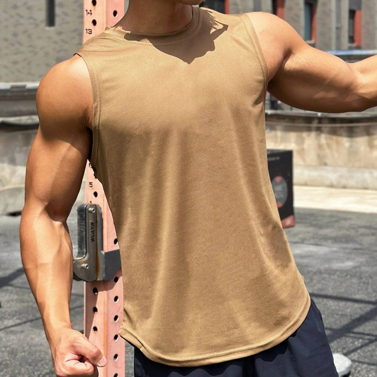 FITNESSTELE Men's Quick-Dry Sports Tank Top - Sleeveless Round Neck Vest - Buy Center US