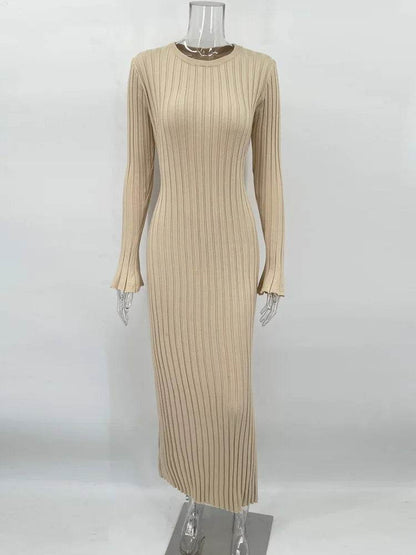 Tossy Lace-Up Maxi Dress - Women's Casual Long Sleeve Autumn Fashion - Buy Center US