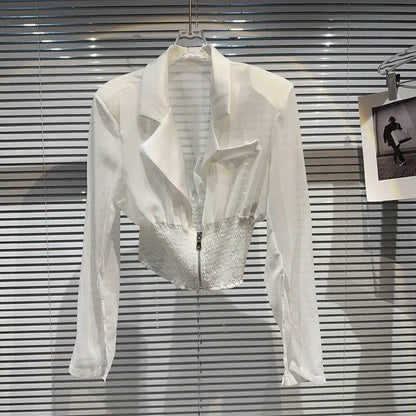 KTCZ Women's Slim Waist Mesh Jacket - Trendy Zipper Coat 2023 - Buy Center US