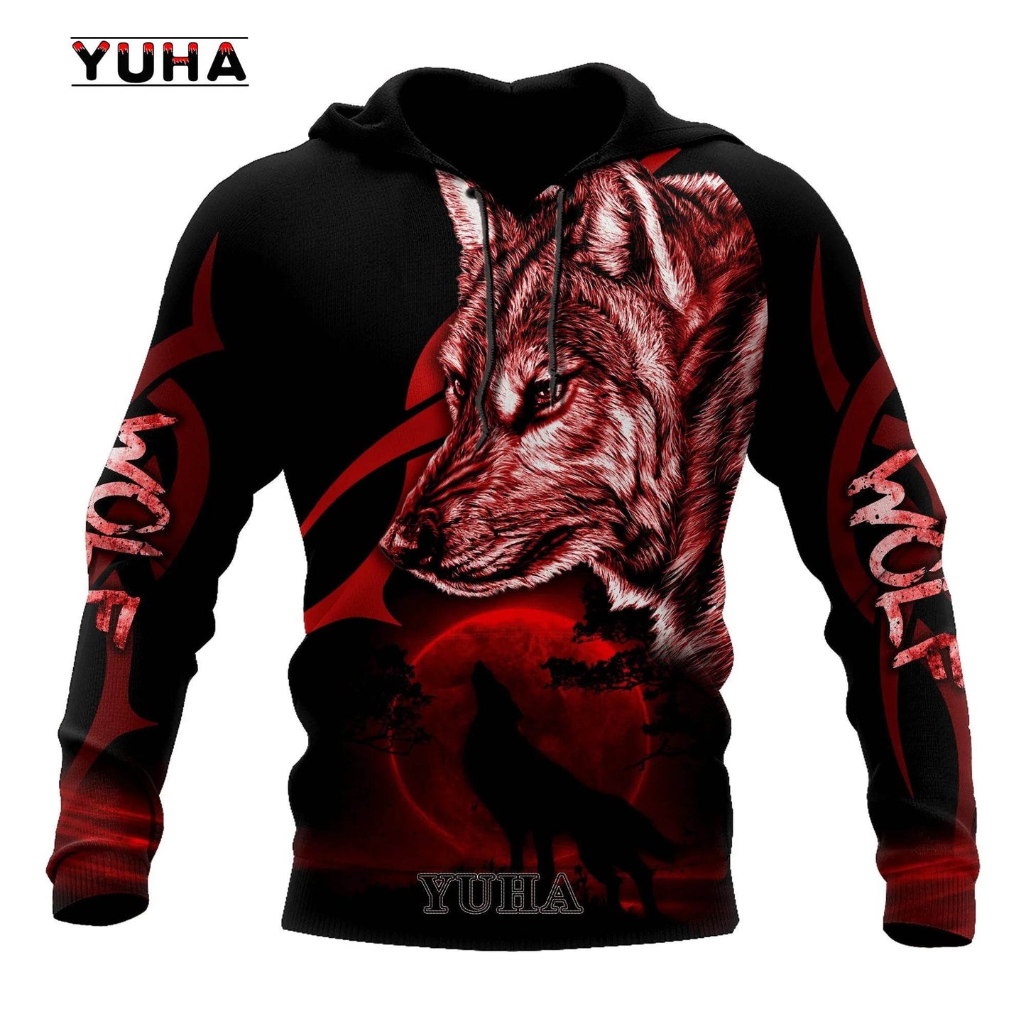 Retro Wolf Tattoo Vegvisir Hoodie - Black & White 3D Print for Men - Buy Center US