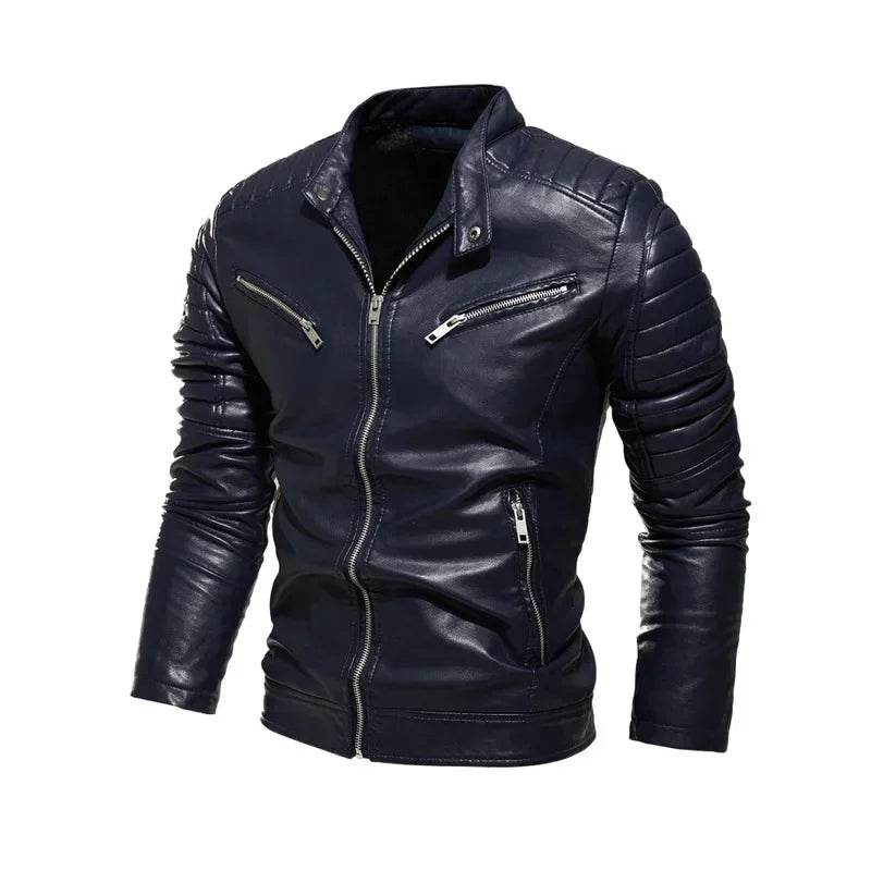 Men’s Yellow PU Leather Biker Jacket - Slim Fit Casual Zipper Coat - Buy Center US