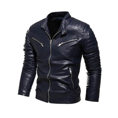 Men’s Yellow PU Leather Biker Jacket - Slim Fit Casual Zipper Coat - Buy Center US