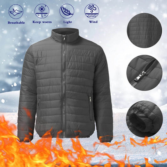 Plus Size Winter Jacket for Men - Casual Cotton Padded Warm Puffer Coat - Buy Center US