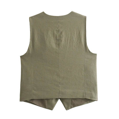 ZERAIN Women's Summer V-Neck Sleeveless Vest & High Waisted Shorts - Buy Center US