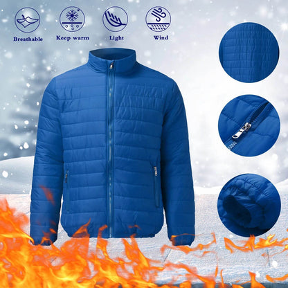 Plus Size Winter Jacket for Men - Casual Cotton Padded Warm Puffer Coat - Buy Center US