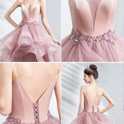 Elegant Pink Long Evening Dress - Sleeveless Princess Ball Gown - Buy Center US