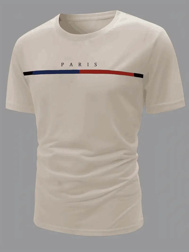 Men's Paris Pattern T-Shirt - Breathable Summer Casual Wear - Buy Center US