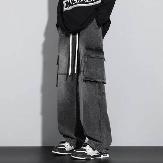 Men’s Wide Leg Jeans - Streetwear Cargo Pants with Big Pockets - Buy Center US