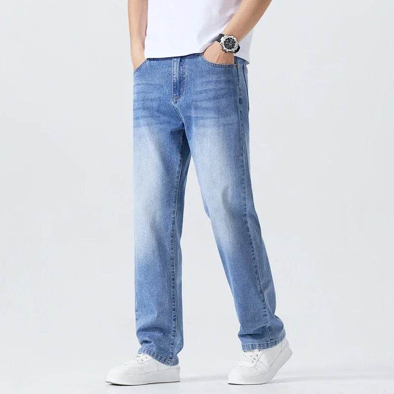 Men's Summer Jeans - Casual Straight Trousers, Lightweight & Breathable - Buy Center US